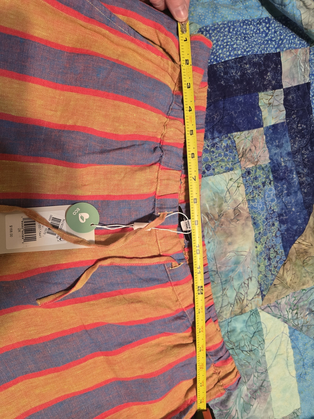 Striped Wide-Leg Linen-Blend Pants in Blue and Pink - Picture 12 of 13